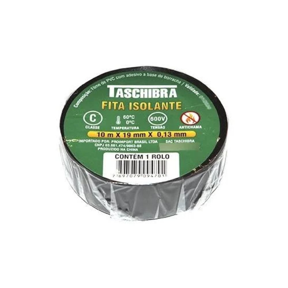 FITA ISOLANTE 13MMX19MMX10M PRETA TASCHIBRA
