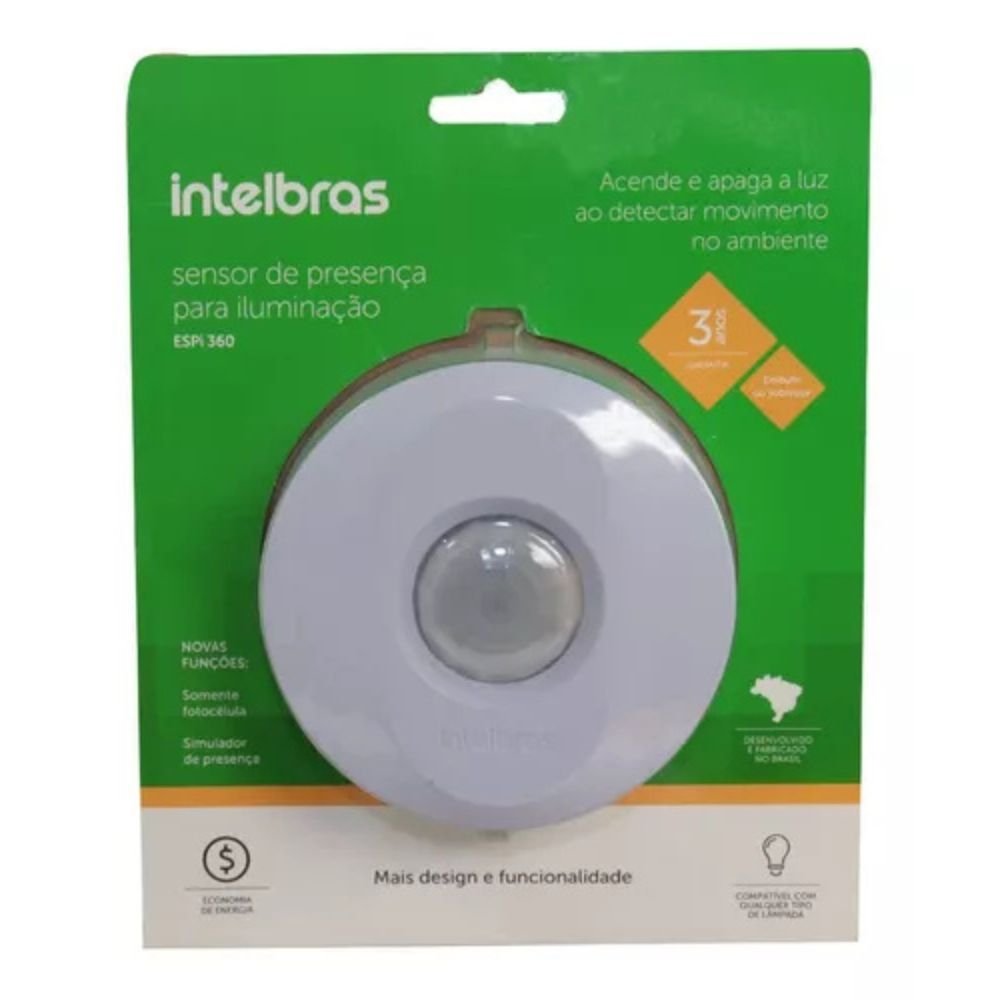 008 SENSOR PRESENCA TETO ILUMINACAO ESP 360 E INTELBRAS