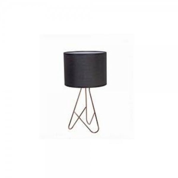LUMINARIA DE MESA NAPOLES HASTE COBRE CUPULA PRETA LMN10146