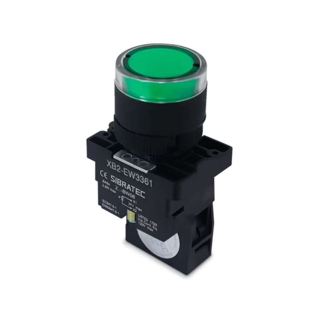BOTAO ILUMINADO EW3361 24V VD 1NA - SIBRATEC