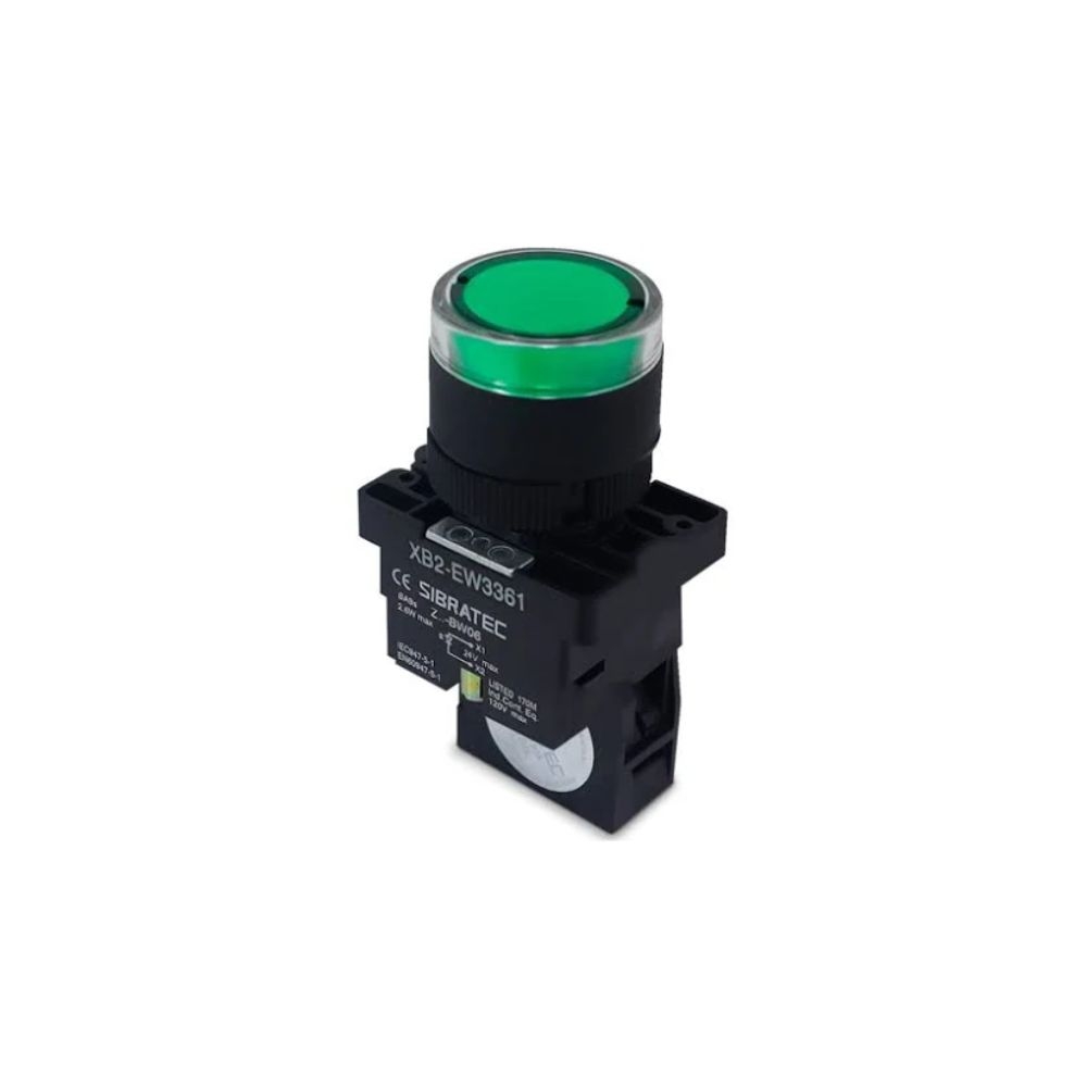 5756 BOTAO ILUMINADO 220V EW3361 VERDE 1NA SIBRATEC