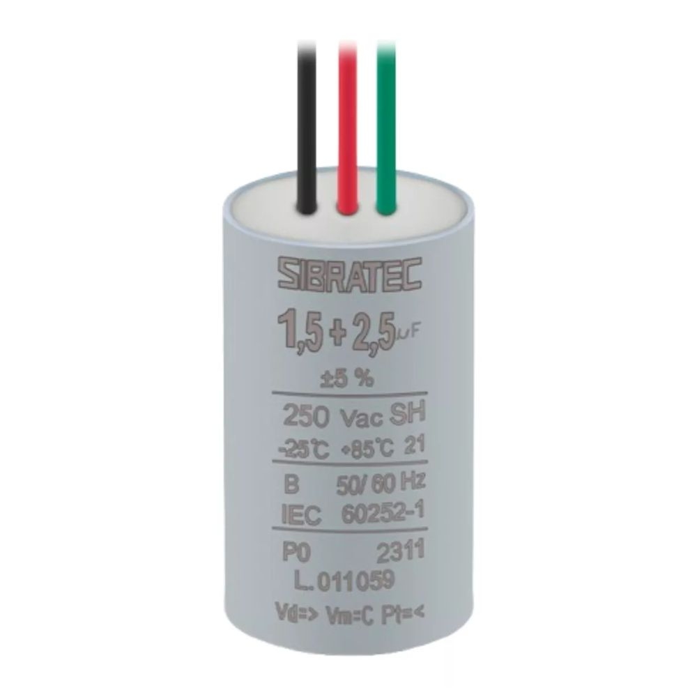 CAPACITOR PERM. 3 FIOS  1,5UF+2,5UF/380VCA SIBRATEC