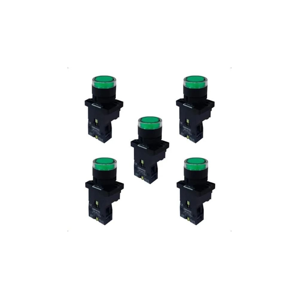 9707 BOTAO ILUMINADO METAL. BW3361 VERDE 24V 1NA SIBRATEC