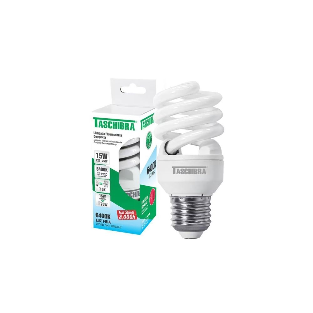 LAMP COMP ELET 15W 6400K ESPIRAL TASCHIBRA