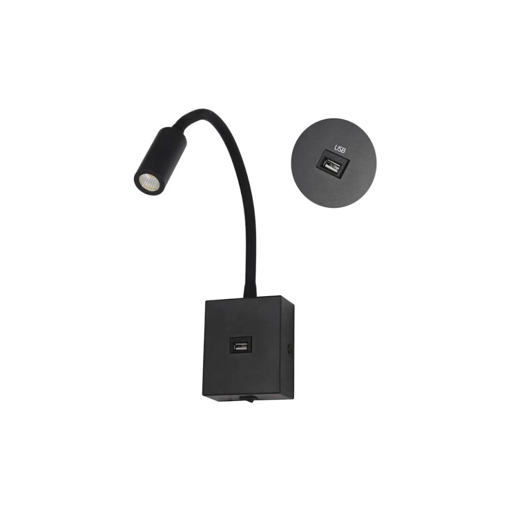 ARANDELA LED PIX PRETA 3000K 3W NORDECOR