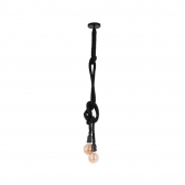 PENDENTE RUSTICO CORDA DUPLO PRETO 1,80MT 2XE27 NORDECOR