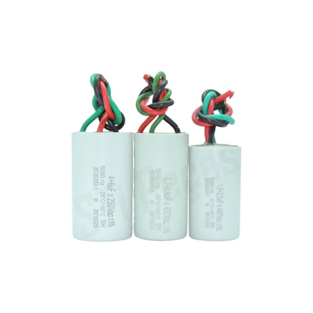 CAPACITOR P/ VENTILADOR 3 FIOS 0,7+0,9 UF 440VAC