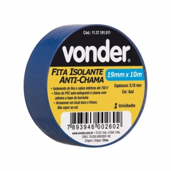 FITA ISOLANTE 19MM X 10M AZUL VONDER