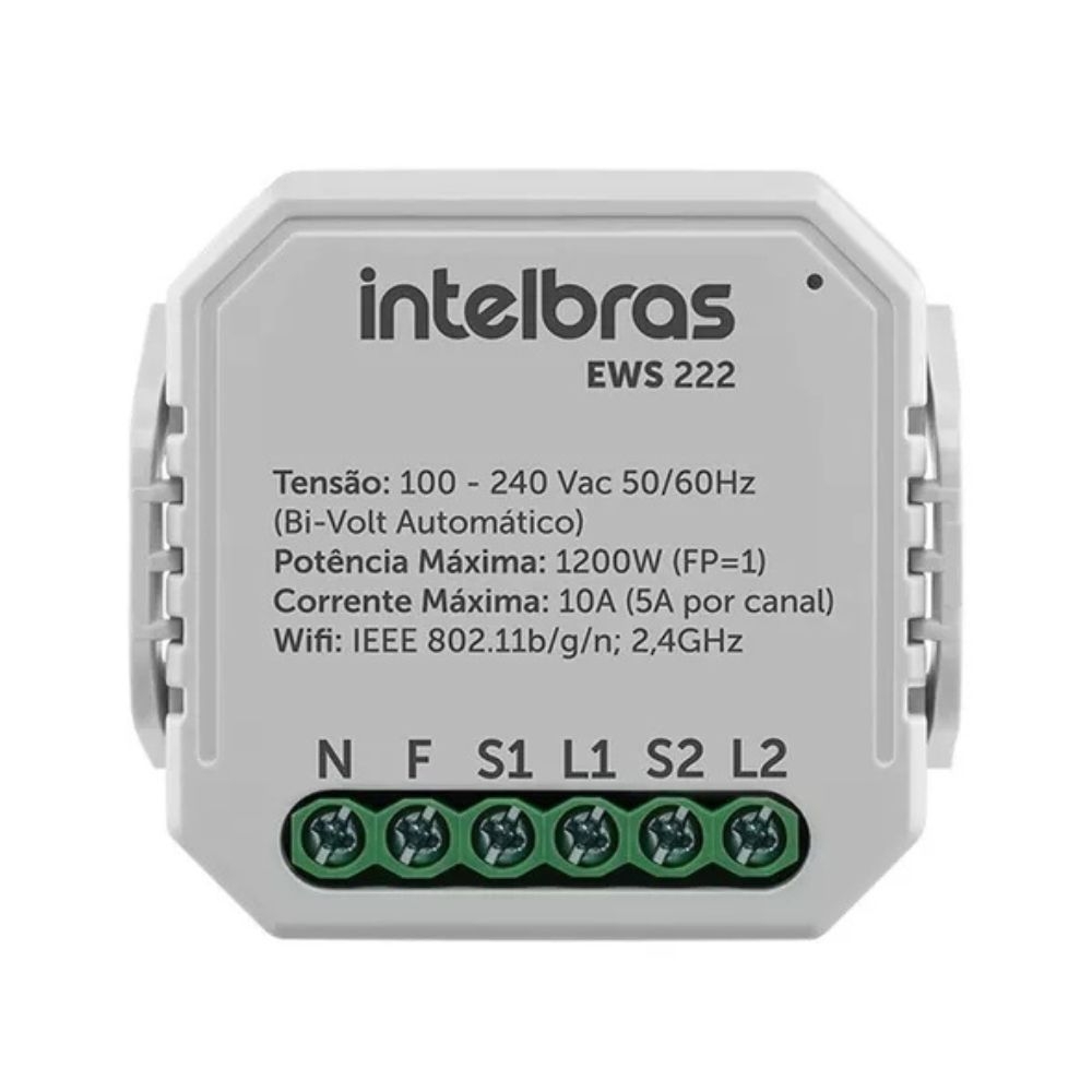 CONTROLADOR SMART WIFI 2 INTERRUPTORES EWS 222 INTELBRAS