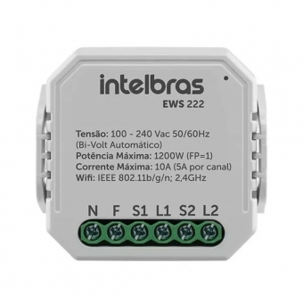 CONTROLADOR SMART WIFI 2 INTERRUPTORES EWS 222 INTELBRAS