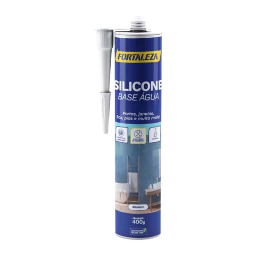 SILICONE  A BASE AGUA BRANCO 400GR FORTALEZA