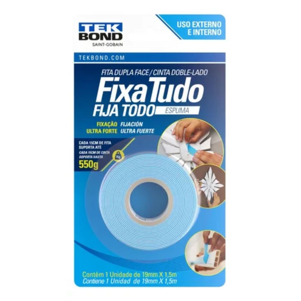 FITA ESPONJADA DUPLA FACE 19MM X 1.5M TEKBOND