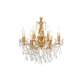 LUSTRE AURUM 470 6XE14 METAIS DOURADOS - PENDENTES CRISTAIS UNICO