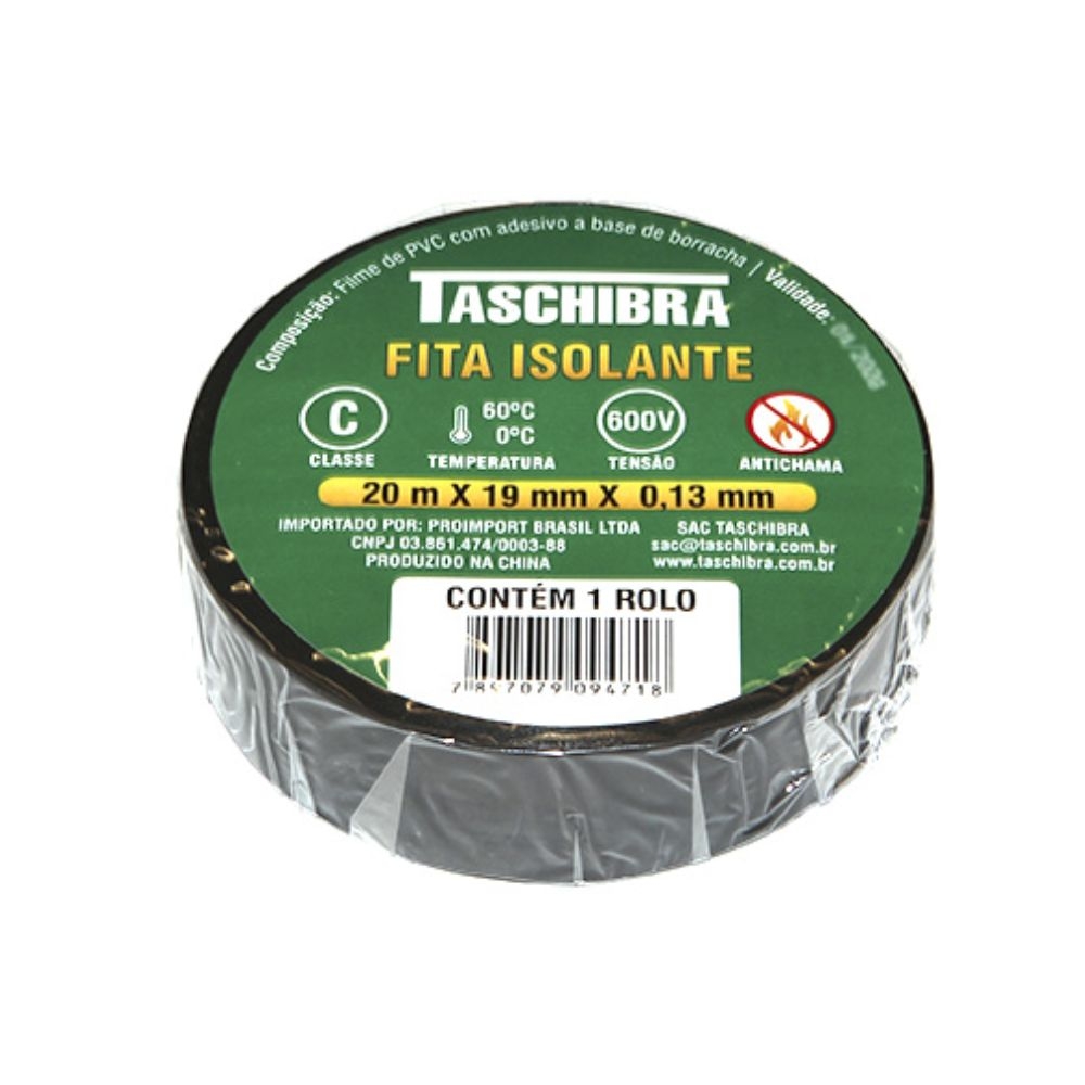 FITA ISOLANTE 13MMX19MMX20M PRETA TASCHIBRA